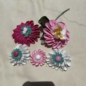 Handmade Vintage Flowers Ribbon Buttons